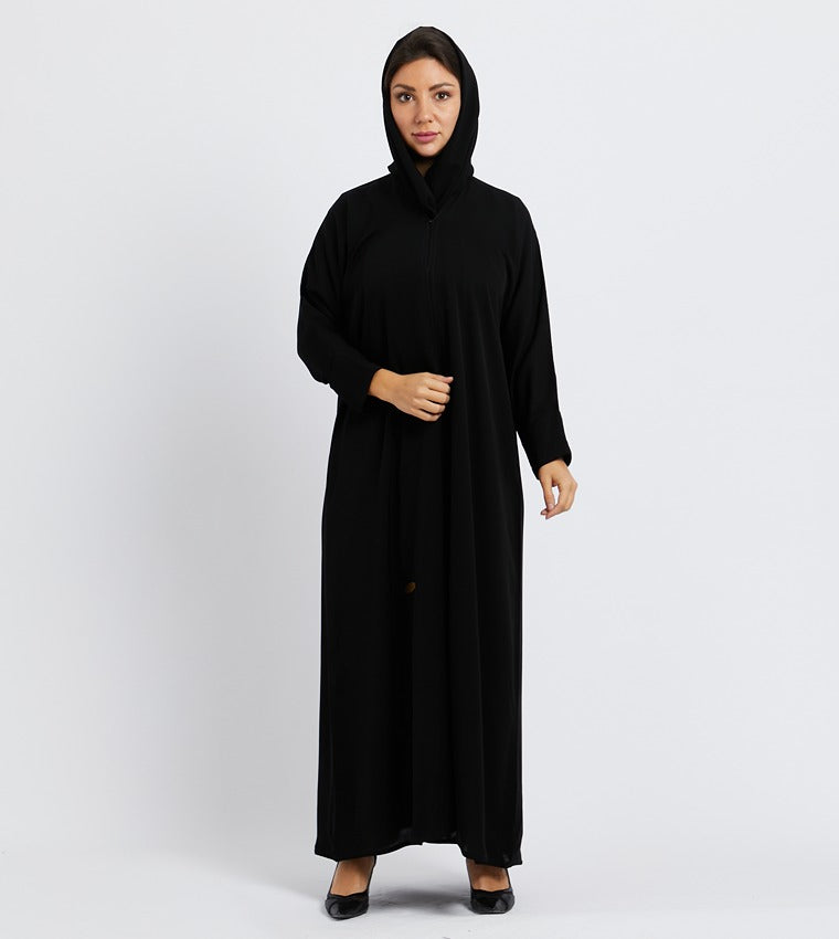 عباية سوداء سادة بأكمام طويلة