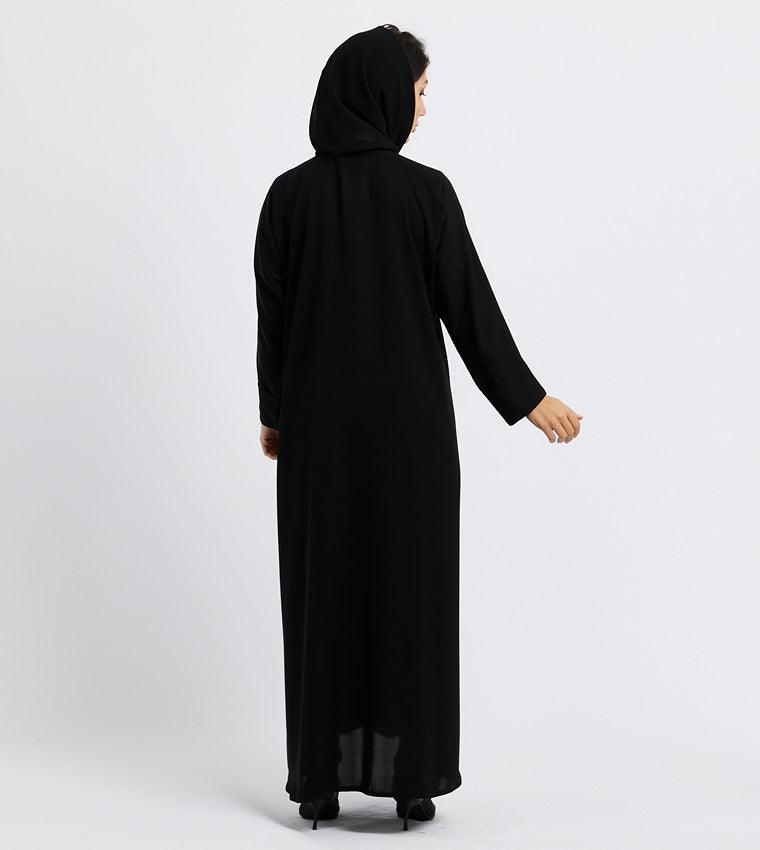 عباية سوداء سادة بأكمام طويلة