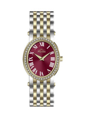 Embellished Ovale Red Dial Analog Watch