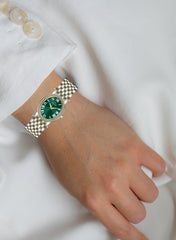 Embellished Ovale Green Dial Analog Watch